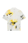 Alexander Mcqueen Obscured Flower Bowling Shirt In White & Yellow