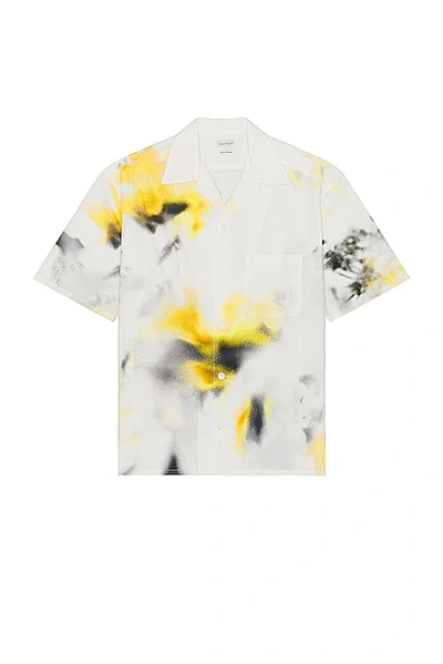 Alexander Mcqueen Obscured Flower Bowling Shirt In Bianco