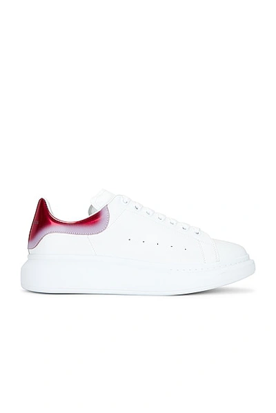 Alexander Mcqueen Oversized Trainer In White  Ruby Red  & Silver