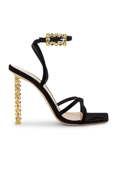 Gianvito Rossi Suede Crystal Ankle-strap Sandals In Suede Black