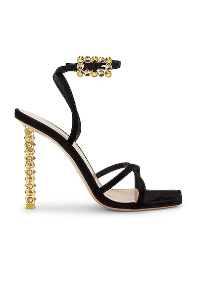 Gianvito Rossi Suede Crystal Ankle-strap Sandals In Black Suede