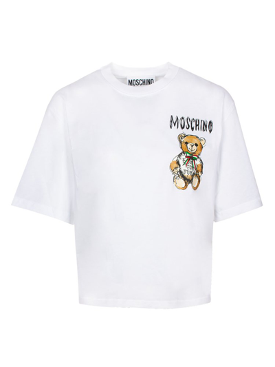 Moschino Teddy Bear Printed Crewneck T In White