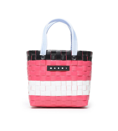 Marni Kids' Sunday Morning Woven Tote Bag In Pink