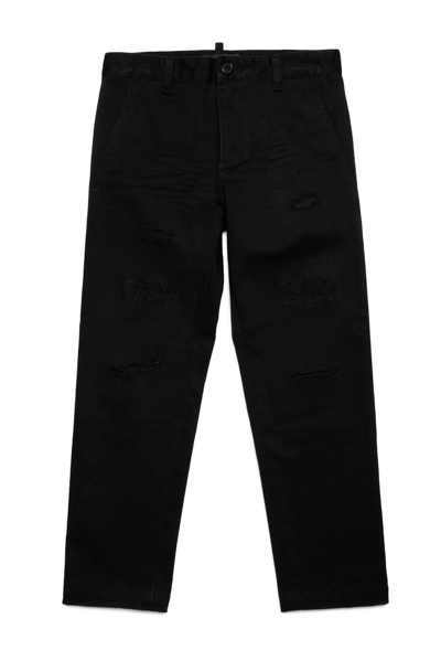 Dsquared2 Kids Distressed Tapered Jeans In Black