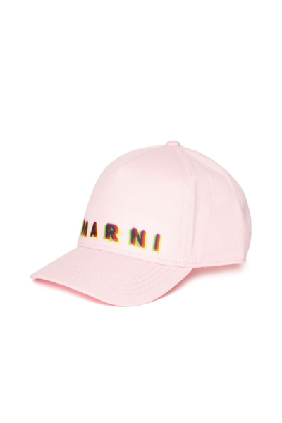 Marni Kids' Logo-print Cotton Cap In Pink