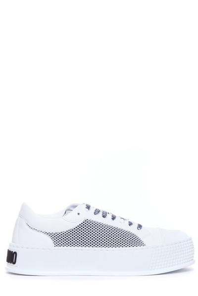 Moschino Mesh Panelled Sneakers In White