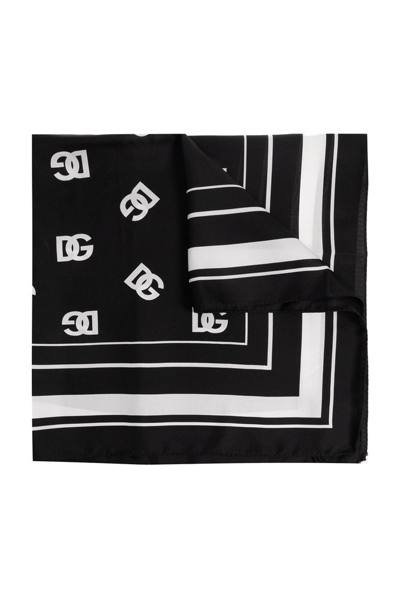 Dolce & Gabbana Dg Logo Printed Scarf In Black