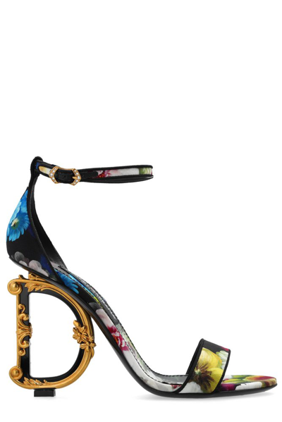 Dolce & Gabbana Charmeuse Baroque Dg Sandals In Multi