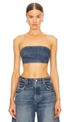 Grlfrnd Lilah Denim Tube Top In Blue