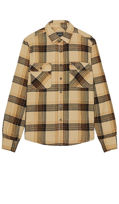 Brixton Bowery Flannel In Sand & Black