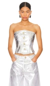 Ganni Women Organic Cotton Denim Corset In Äº®ç™½