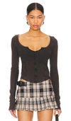 Free People Eyes On You Top Womens Small Black Cotton Long Sleeve Cropped Erk532 In Black