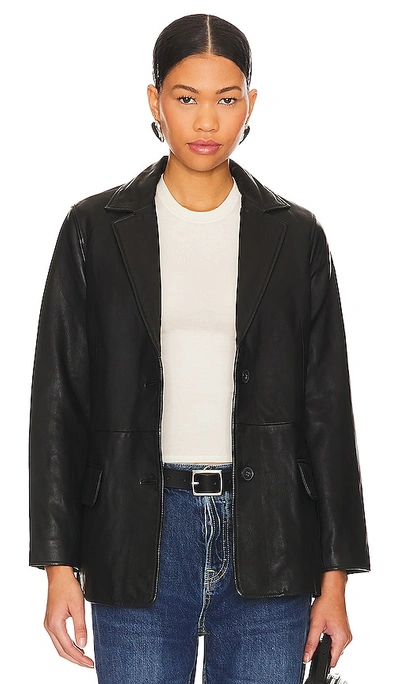 Allsaints Corrina Leather Blazer In Black