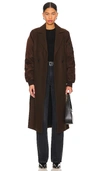 Allsaints Paulah Mixed Media Coat In Chocolate Brown