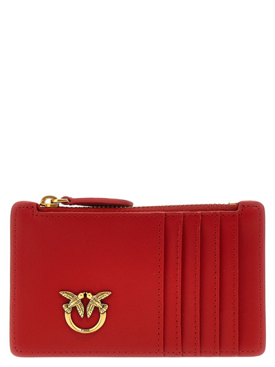 Pinko Logo Plaque Zipped Purse In Red