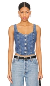 Levi's Braided Dark Wash Denim Vest Top In Blue