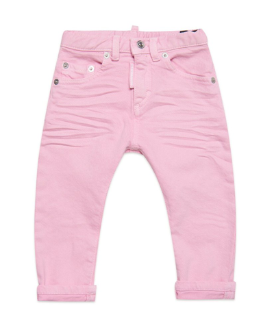 Dsquared2 Kids Logo Patch Straight Leg Jeans In Pink