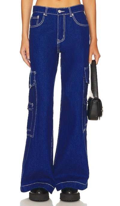 Superdown Relaxed Cargo Trouser In Blue
