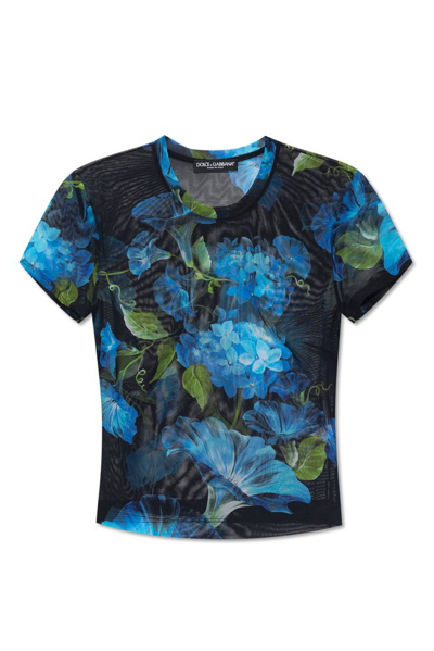 Dolce & Gabbana Bluebell Printed Tulle T In Multi