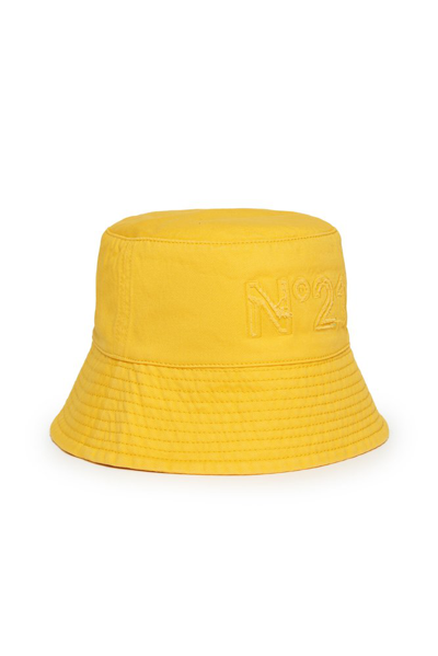 N°21 Kids' Logo-embroidered Fisherman Hat In Yellow