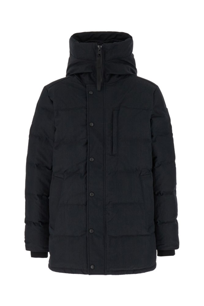 Canada Goose Hooded Buttoned Coat In Black