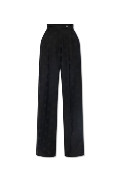 Dolce & Gabbana Dg Logo Jacquard Flared Trousers In Black
