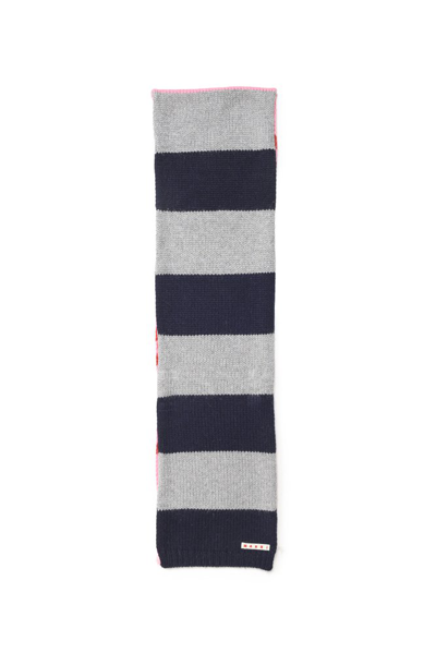 Marni Kids Logo Patch Striped Scarf In Multi