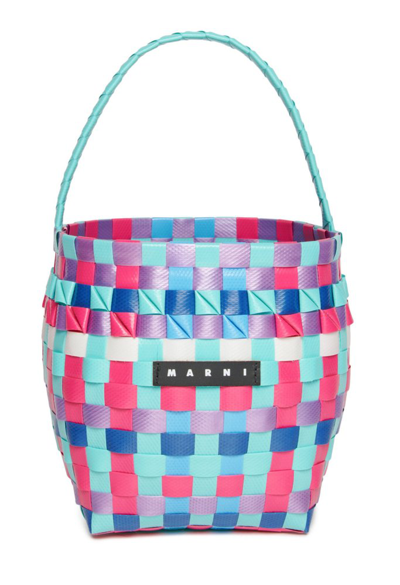 Marni Kids' Logo-appliqué Interwoven Bucket Bag In Multi