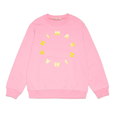 Marni Kids Logo Printed Crewneck Sweatshirt In Pink