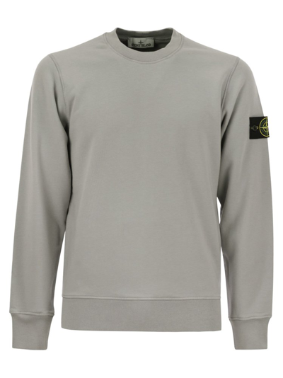 Stone Island Logo Patch Crewneck Sweatshirt In Grey