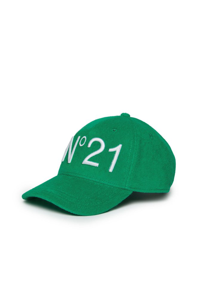 N°21 Kids' Logo-embroidered Terry-cloth Cap In Green