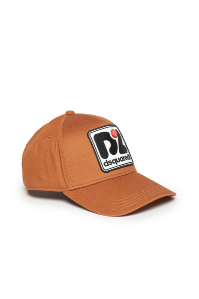 Dsquared2 Kids Logo Embroidered Curved Peak Baseball Cap In Brown