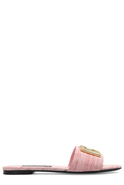 Dolce & Gabbana Dg Logo Plaque Sliders In Pink