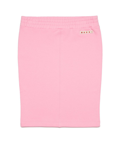 Marni Kids' Logo-appliqué Cotton Pencil Skirt In Pink