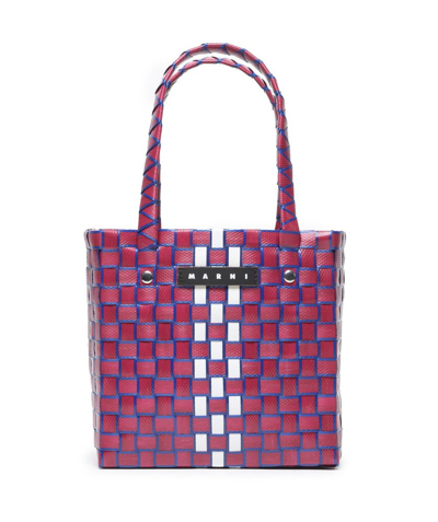 Marni Kids' Market Interwoven Basket Bag In Purple