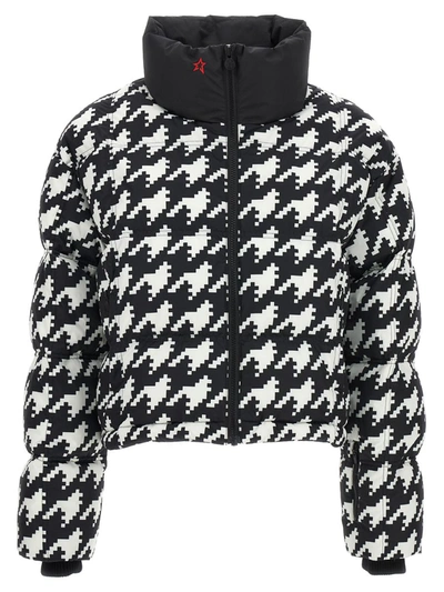 Perfect Moment Nevada Duvet Ii Quilted Houndstooth Down Ski Jacket In White/black