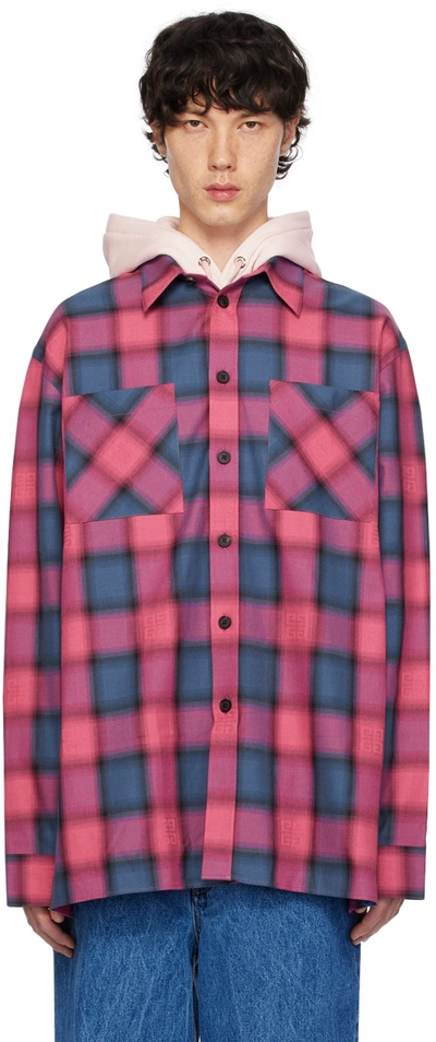 Givenchy Blue & Pink Check Shirt In 471-blue/fuchsia