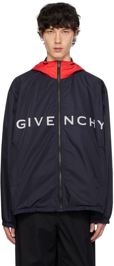 Givenchy Navy Hooded Jacket In Blue