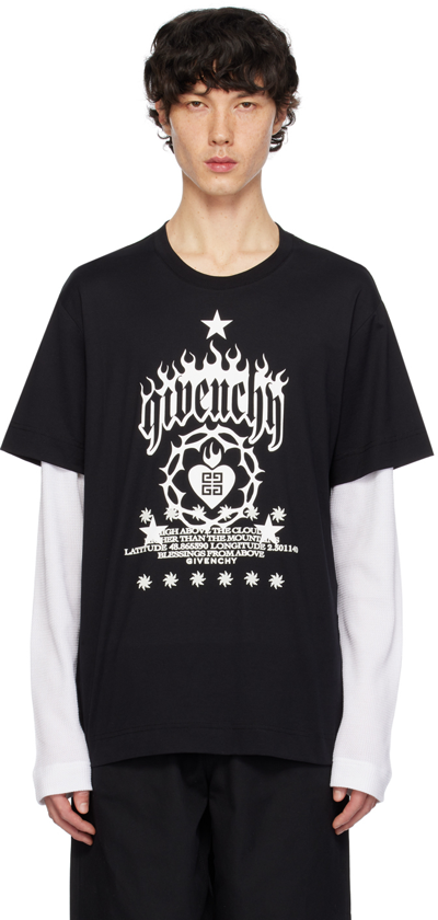 Givenchy Black Layered Long Sleeve T-shirt In 001-black