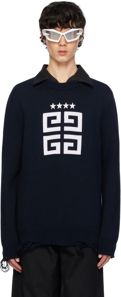 Givenchy Navy 4g Stars Sweater In 403-night Blue