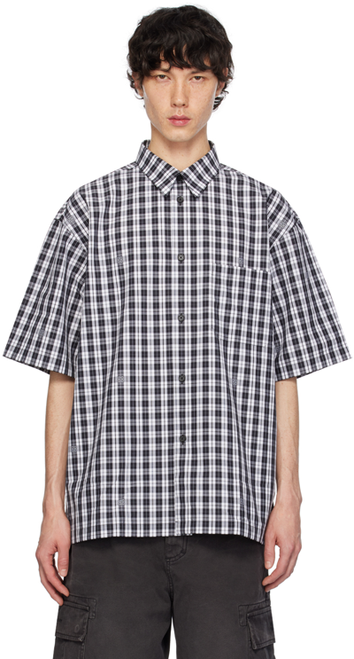 Givenchy Black & White Check Shirt In 004-black/white