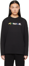 Moncler Black Printed Long Sleeve T-shirt In Smoky Black 998