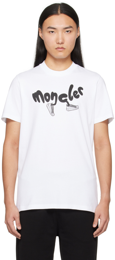 Moncler White Printed T-shirt In Brillant White 00a