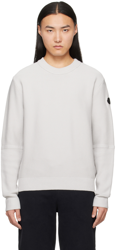 Moncler Gray Patch Sweater In Hint Of Gray 90d