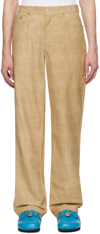 JW ANDERSON BEIGE STRAIGHT-FIT LEATHER PANTS