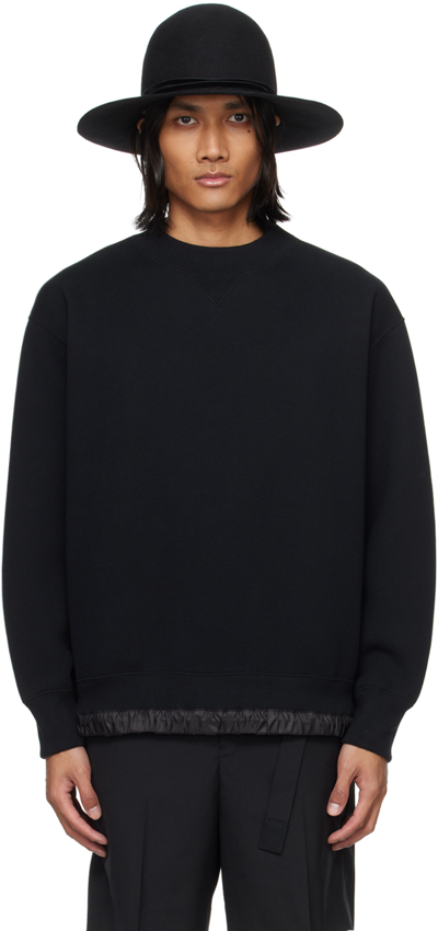 Sacai S Sponge Crew-neck Sweatshirt In 001 Black