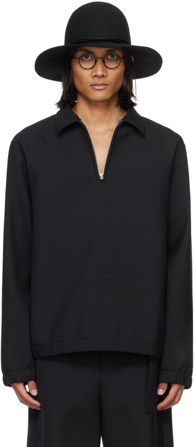 Sacai Black Half-zip Sweatshirt In 001 Black