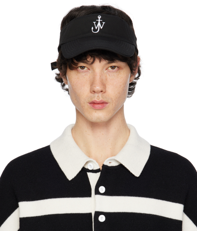 Jw Anderson Black Anchor Logo Visor In 999 Black