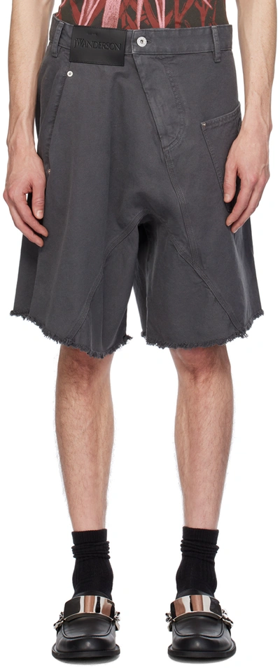 Jw Anderson Gray Twisted Shorts In 929 Grey