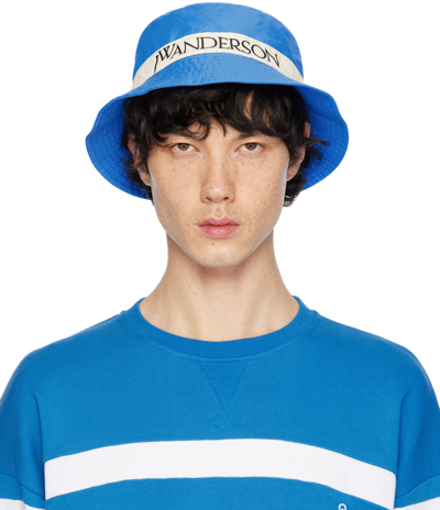 Jw Anderson Logo-embroidered Tonal-stitching Bucket Hat In Sky Blue